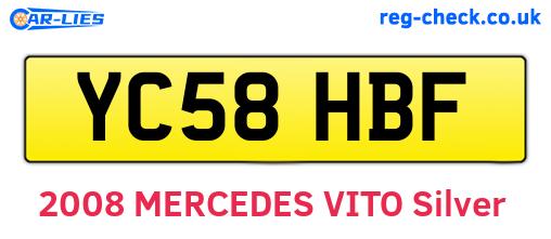 YC58HBF are the vehicle registration plates.