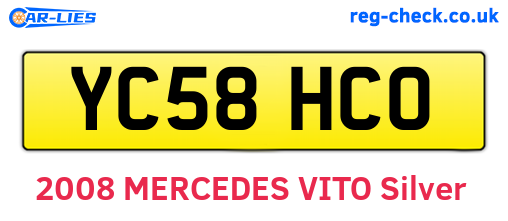 YC58HCO are the vehicle registration plates.