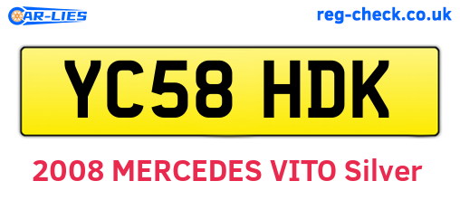YC58HDK are the vehicle registration plates.