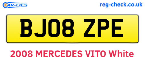 BJ08ZPE are the vehicle registration plates.