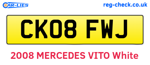 CK08FWJ are the vehicle registration plates.