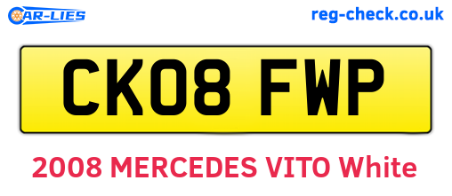 CK08FWP are the vehicle registration plates.