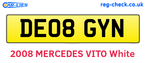 DE08GYN are the vehicle registration plates.