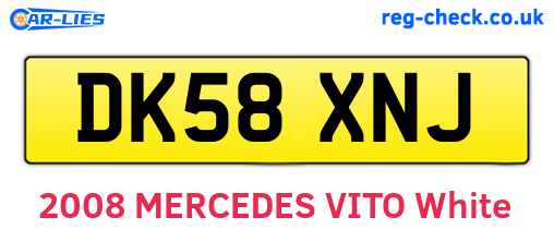 DK58XNJ are the vehicle registration plates.