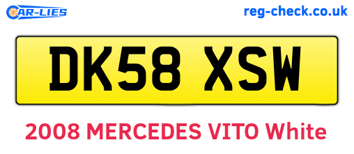 DK58XSW are the vehicle registration plates.