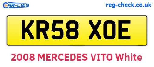 KR58XOE are the vehicle registration plates.