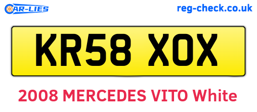 KR58XOX are the vehicle registration plates.