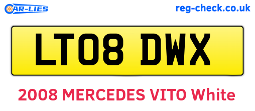 LT08DWX are the vehicle registration plates.