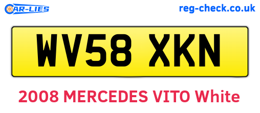 WV58XKN are the vehicle registration plates.