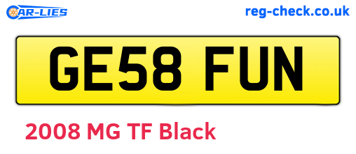 GE58FUN are the vehicle registration plates.