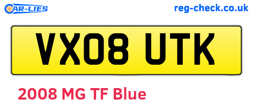 VX08UTK are the vehicle registration plates.