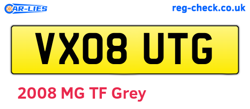VX08UTG are the vehicle registration plates.