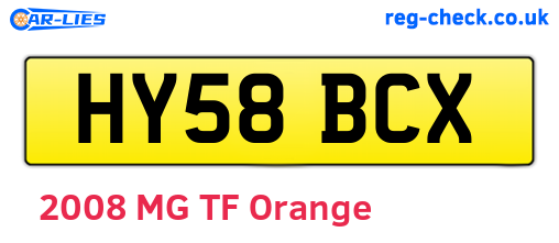 HY58BCX are the vehicle registration plates.