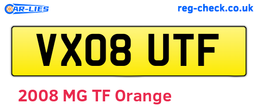 VX08UTF are the vehicle registration plates.