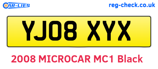 YJ08XYX are the vehicle registration plates.