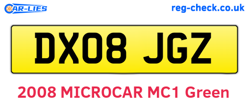 DX08JGZ are the vehicle registration plates.
