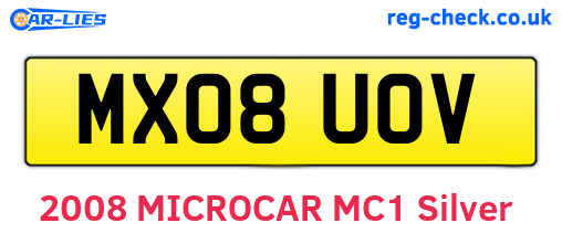 MX08UOV are the vehicle registration plates.