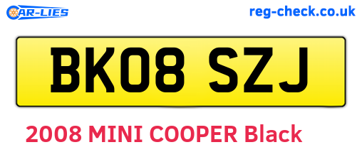 BK08SZJ are the vehicle registration plates.