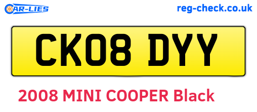 CK08DYY are the vehicle registration plates.
