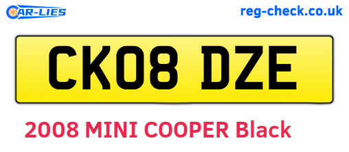 CK08DZE are the vehicle registration plates.