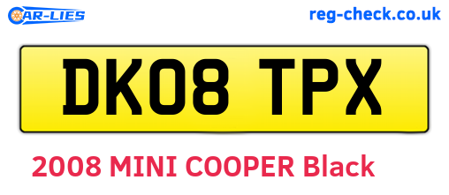 DK08TPX are the vehicle registration plates.