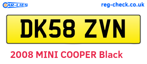 DK58ZVN are the vehicle registration plates.