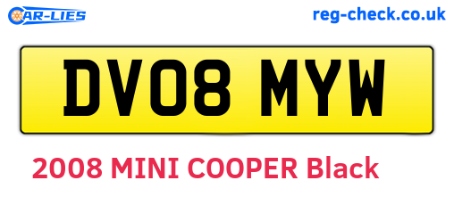 DV08MYW are the vehicle registration plates.