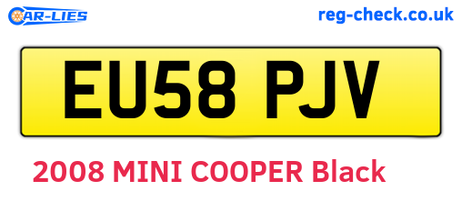 EU58PJV are the vehicle registration plates.