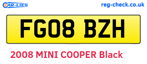 FG08BZH are the vehicle registration plates.