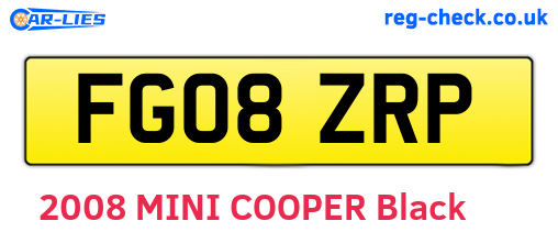 FG08ZRP are the vehicle registration plates.