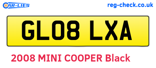 GL08LXA are the vehicle registration plates.