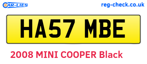 HA57MBE are the vehicle registration plates.