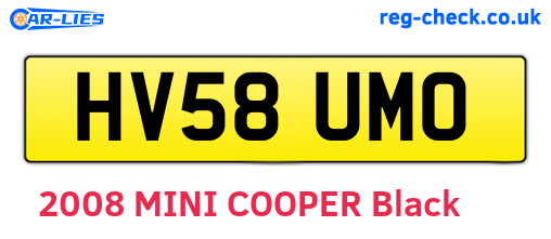 HV58UMO are the vehicle registration plates.
