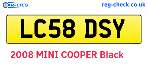 LC58DSY are the vehicle registration plates.