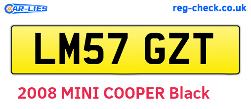 LM57GZT are the vehicle registration plates.