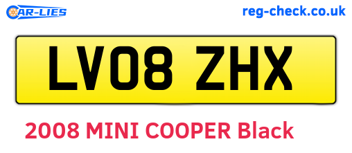 LV08ZHX are the vehicle registration plates.