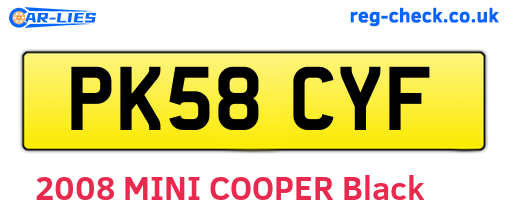 PK58CYF are the vehicle registration plates.
