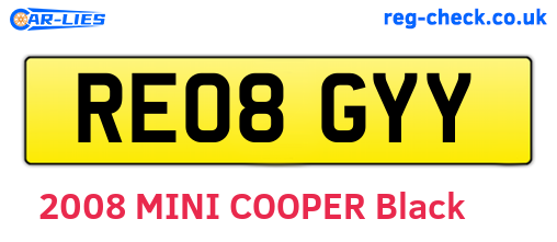 RE08GYY are the vehicle registration plates.