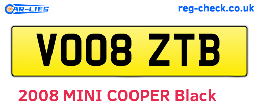 VO08ZTB are the vehicle registration plates.