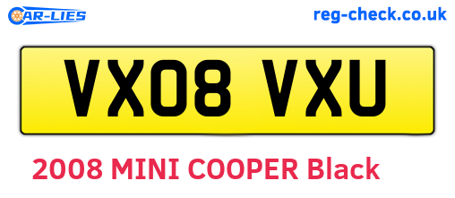 VX08VXU are the vehicle registration plates.