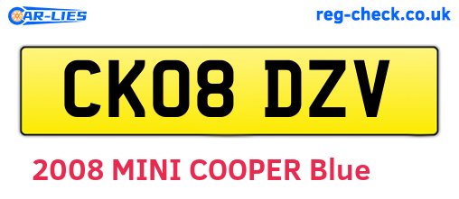 CK08DZV are the vehicle registration plates.