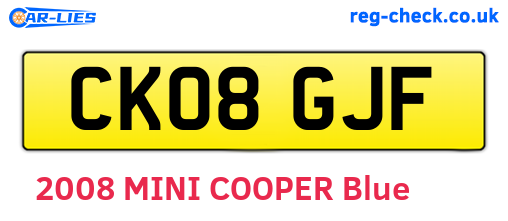 CK08GJF are the vehicle registration plates.