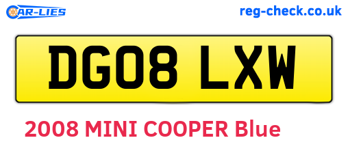 DG08LXW are the vehicle registration plates.