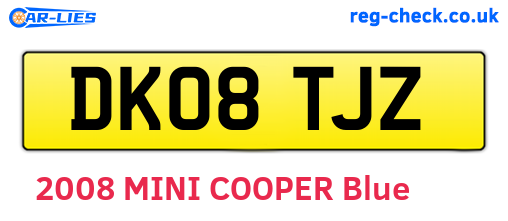 DK08TJZ are the vehicle registration plates.