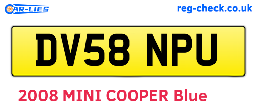 DV58NPU are the vehicle registration plates.