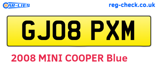 GJ08PXM are the vehicle registration plates.