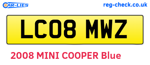LC08MWZ are the vehicle registration plates.