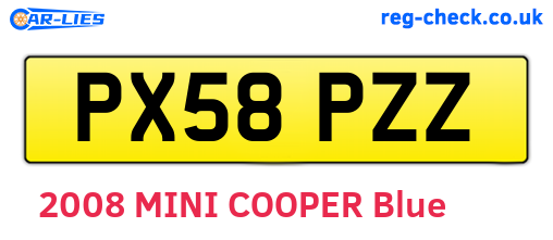 PX58PZZ are the vehicle registration plates.