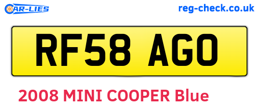 RF58AGO are the vehicle registration plates.