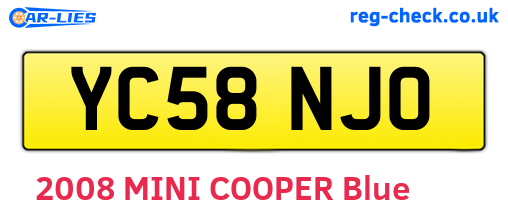 YC58NJO are the vehicle registration plates.